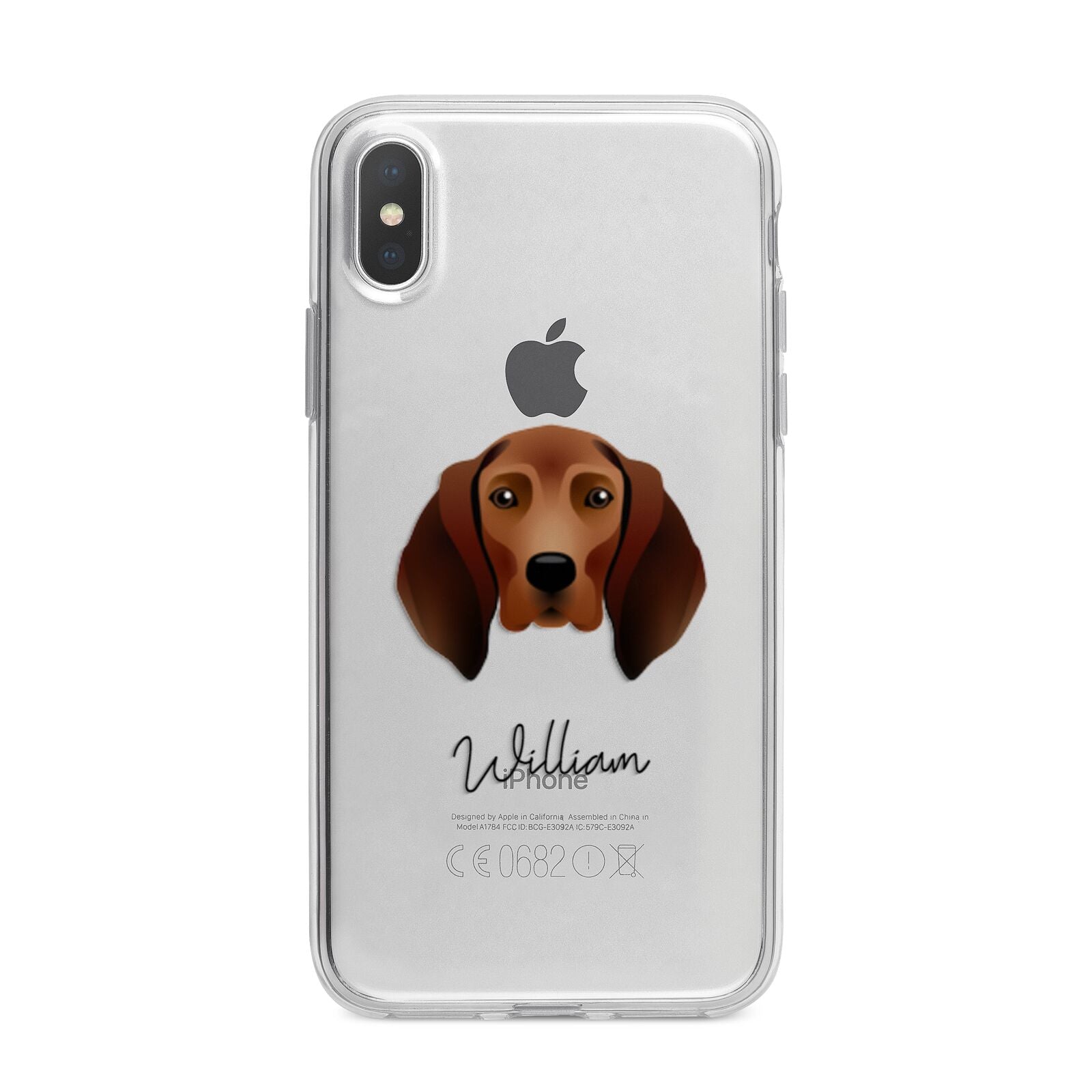 Redbone Coonhound Personalised iPhone X Bumper Case on Silver iPhone Alternative Image 1
