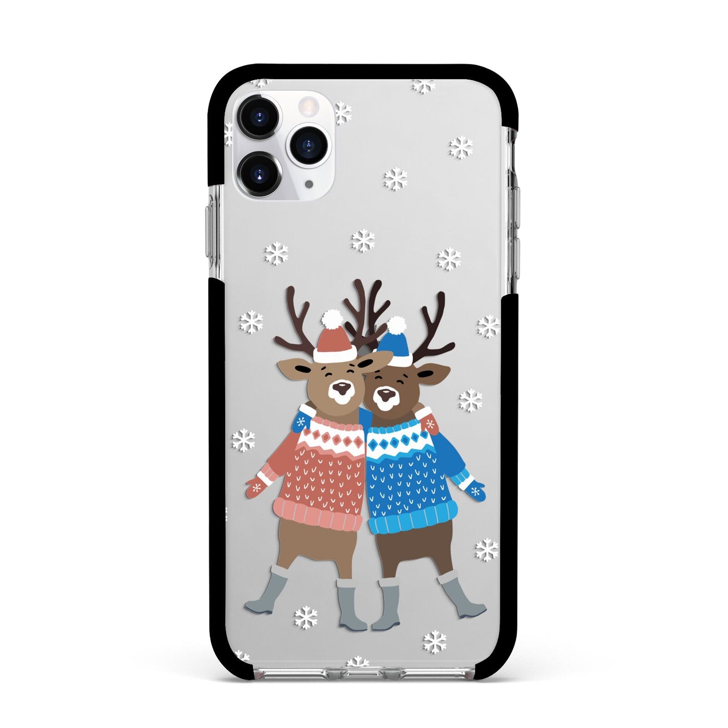 Reindeer Apple iPhone 11 Pro Max in Silver with Black Impact Case