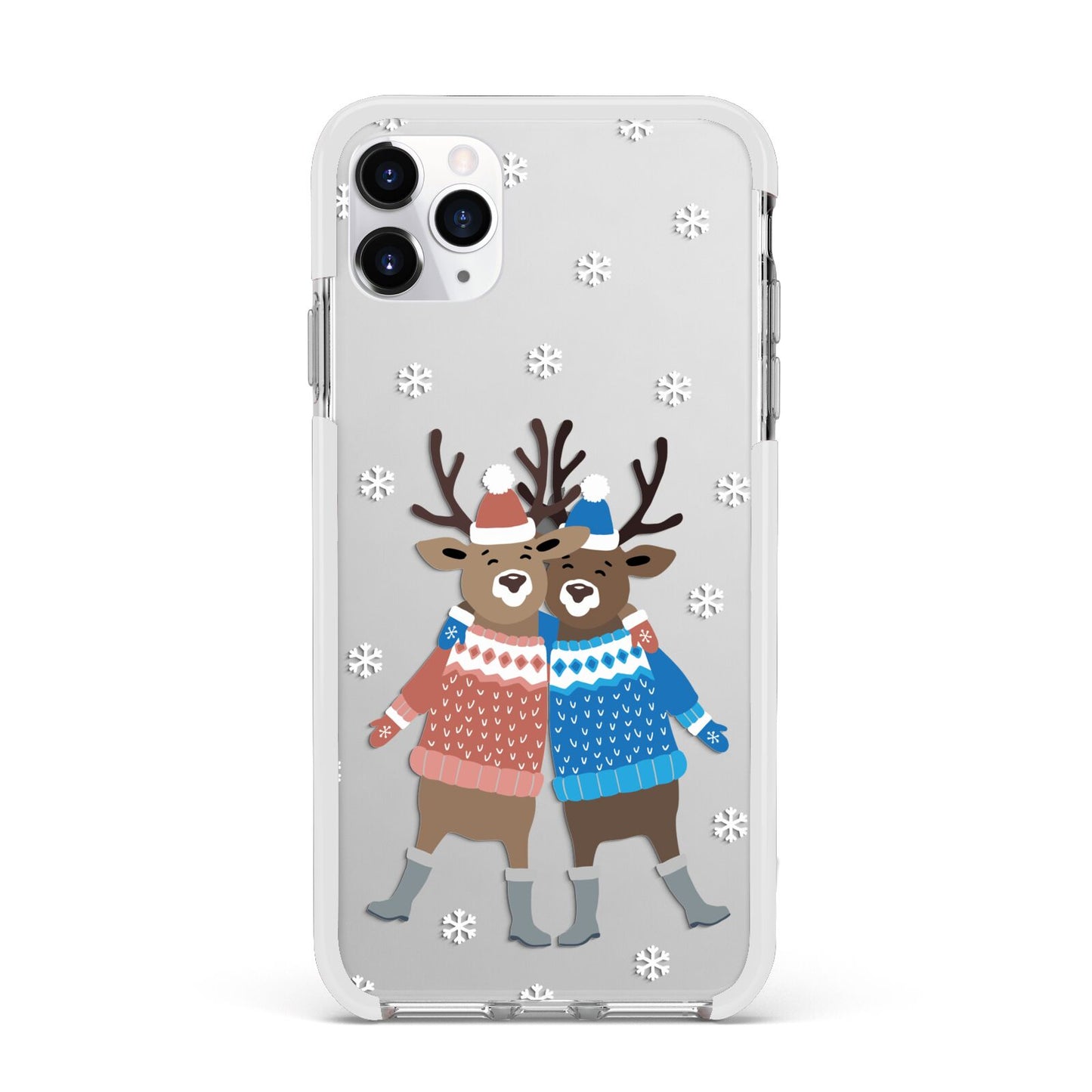 Reindeer Apple iPhone 11 Pro Max in Silver with White Impact Case