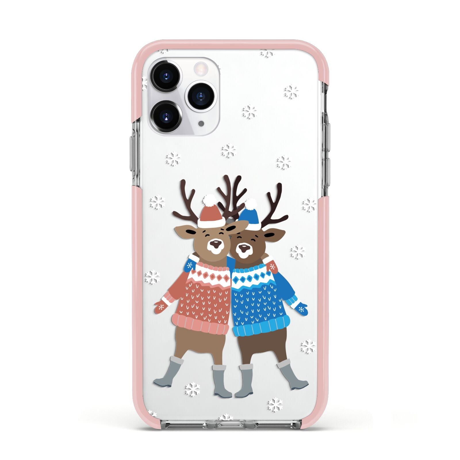 Reindeer Apple iPhone 11 Pro in Silver with Pink Impact Case