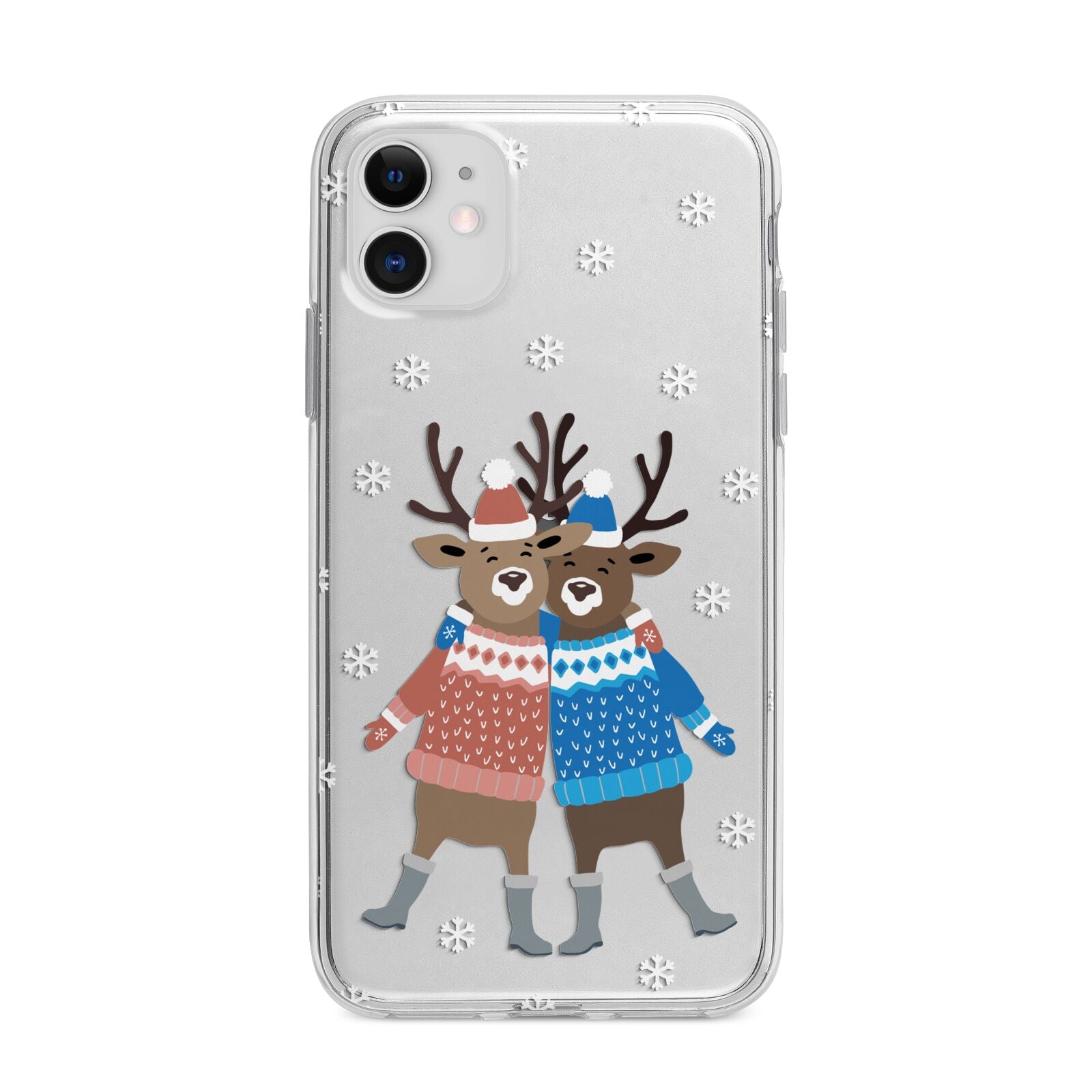 Reindeer Apple iPhone 11 in White with Bumper Case