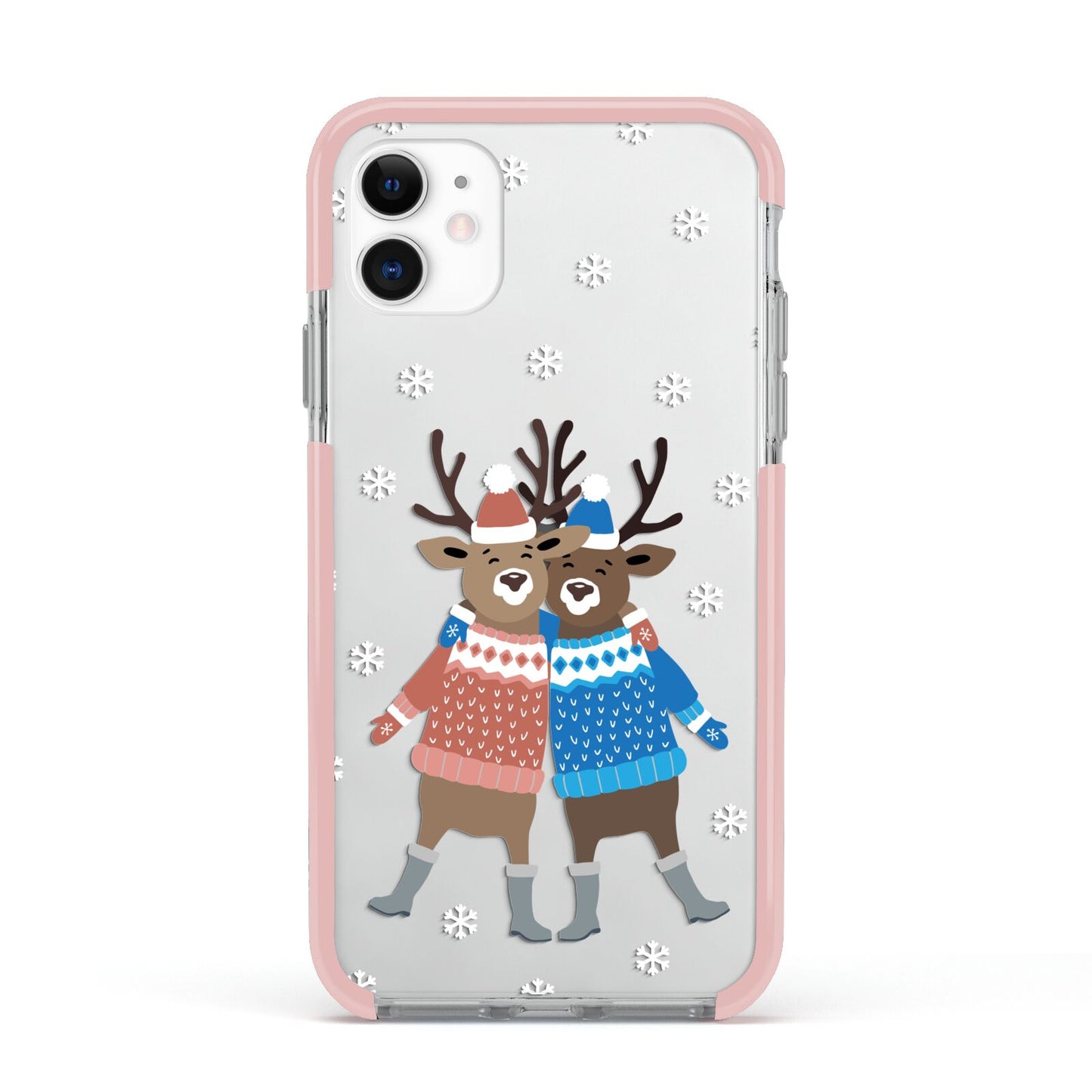 Reindeer Apple iPhone 11 in White with Pink Impact Case