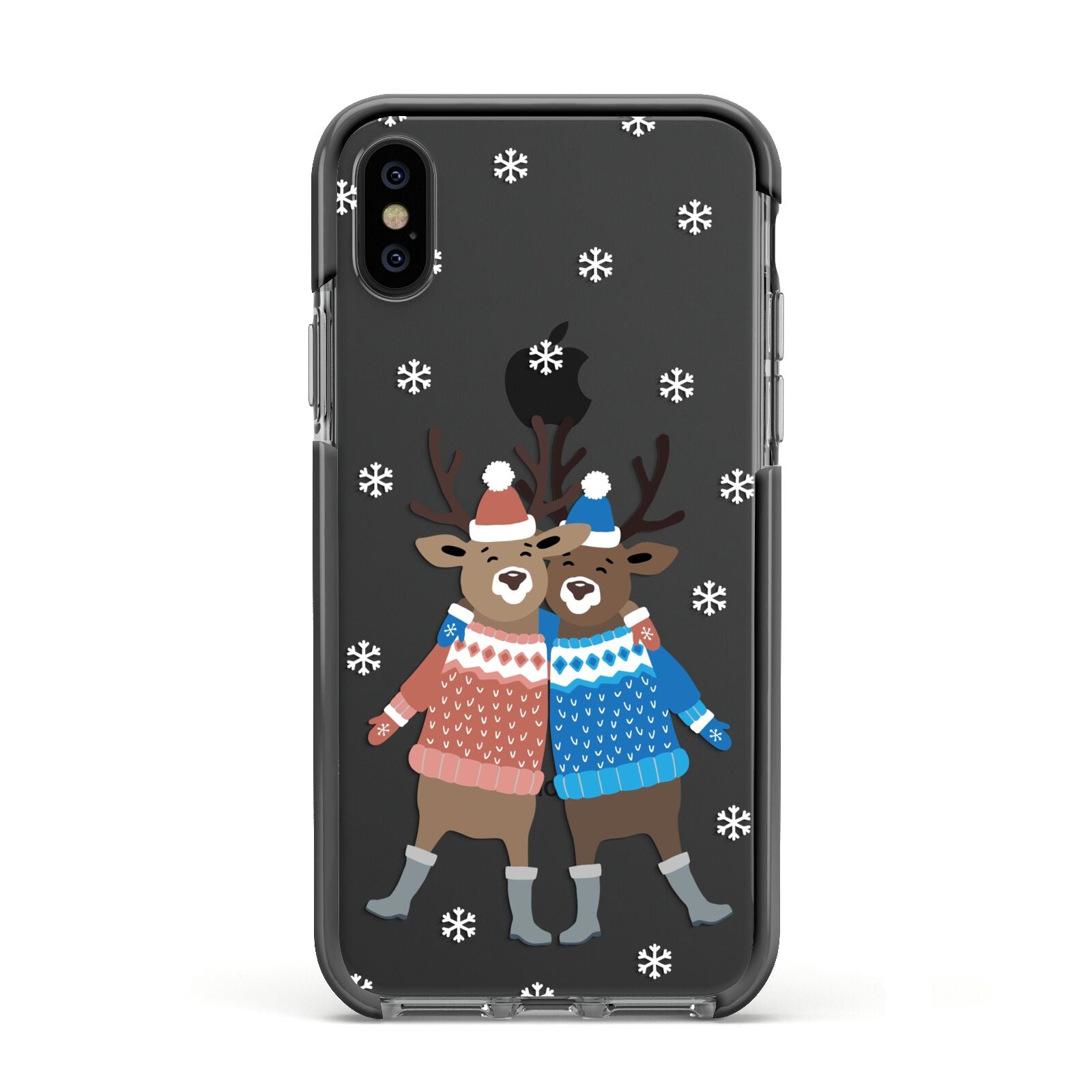 Reindeer Apple iPhone Xs Impact Case Black Edge on Black Phone