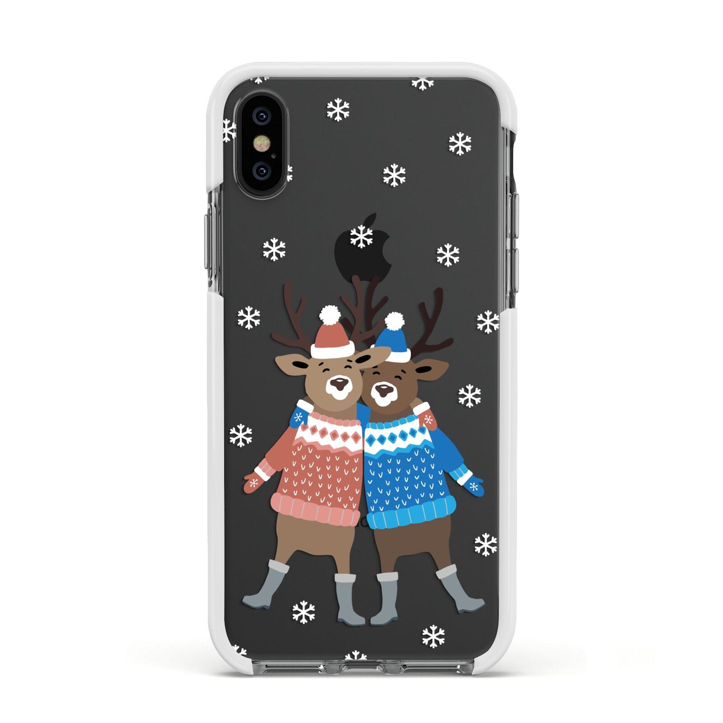 Reindeer Apple iPhone Xs Impact Case White Edge on Black Phone