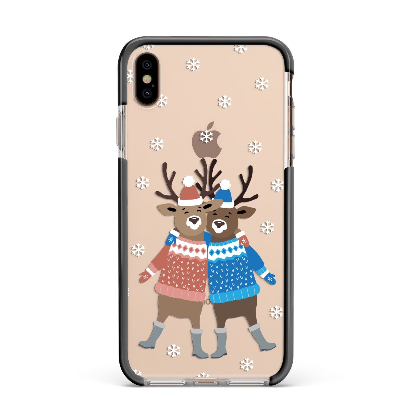 Reindeer Apple iPhone Xs Max Impact Case Black Edge on Gold Phone