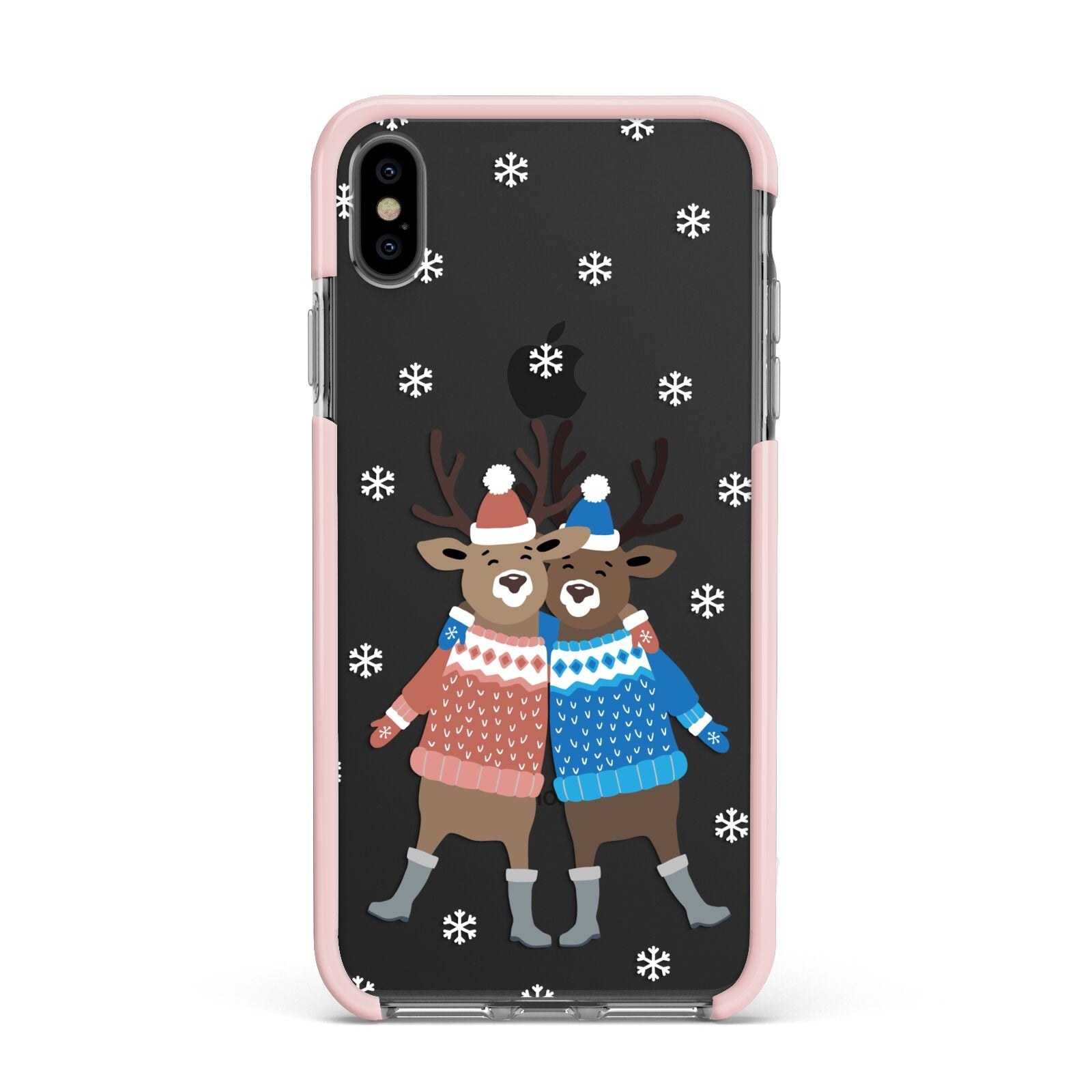 Reindeer Apple iPhone Xs Max Impact Case Pink Edge on Black Phone