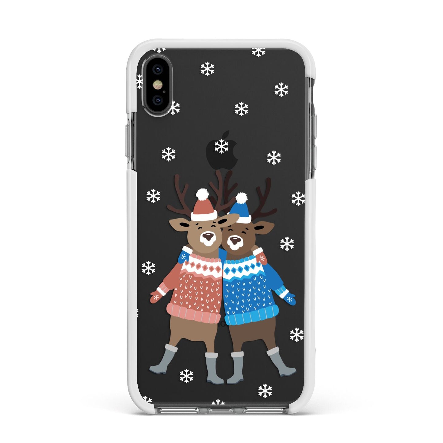 Reindeer Apple iPhone Xs Max Impact Case White Edge on Black Phone