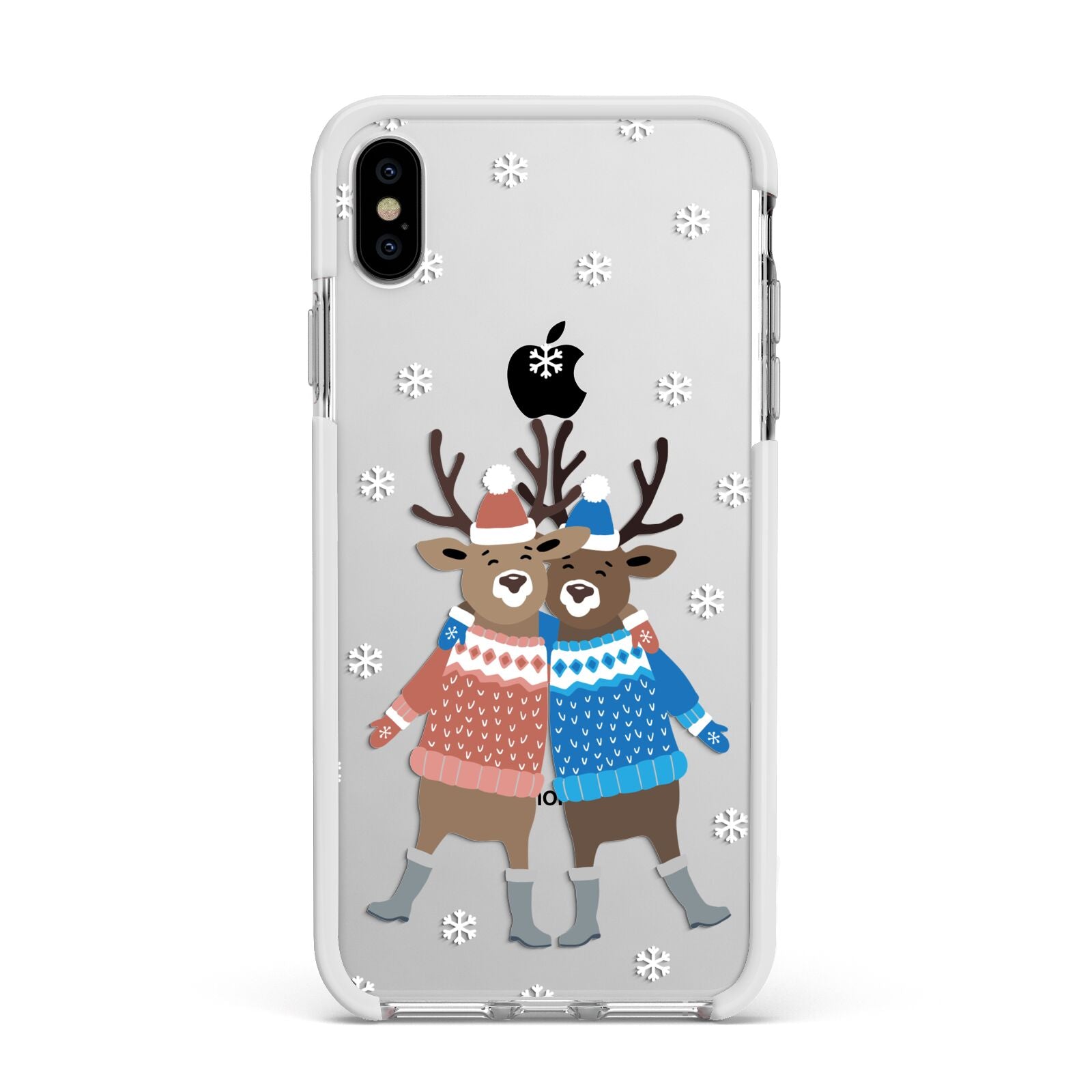 Reindeer Apple iPhone Xs Max Impact Case White Edge on Silver Phone