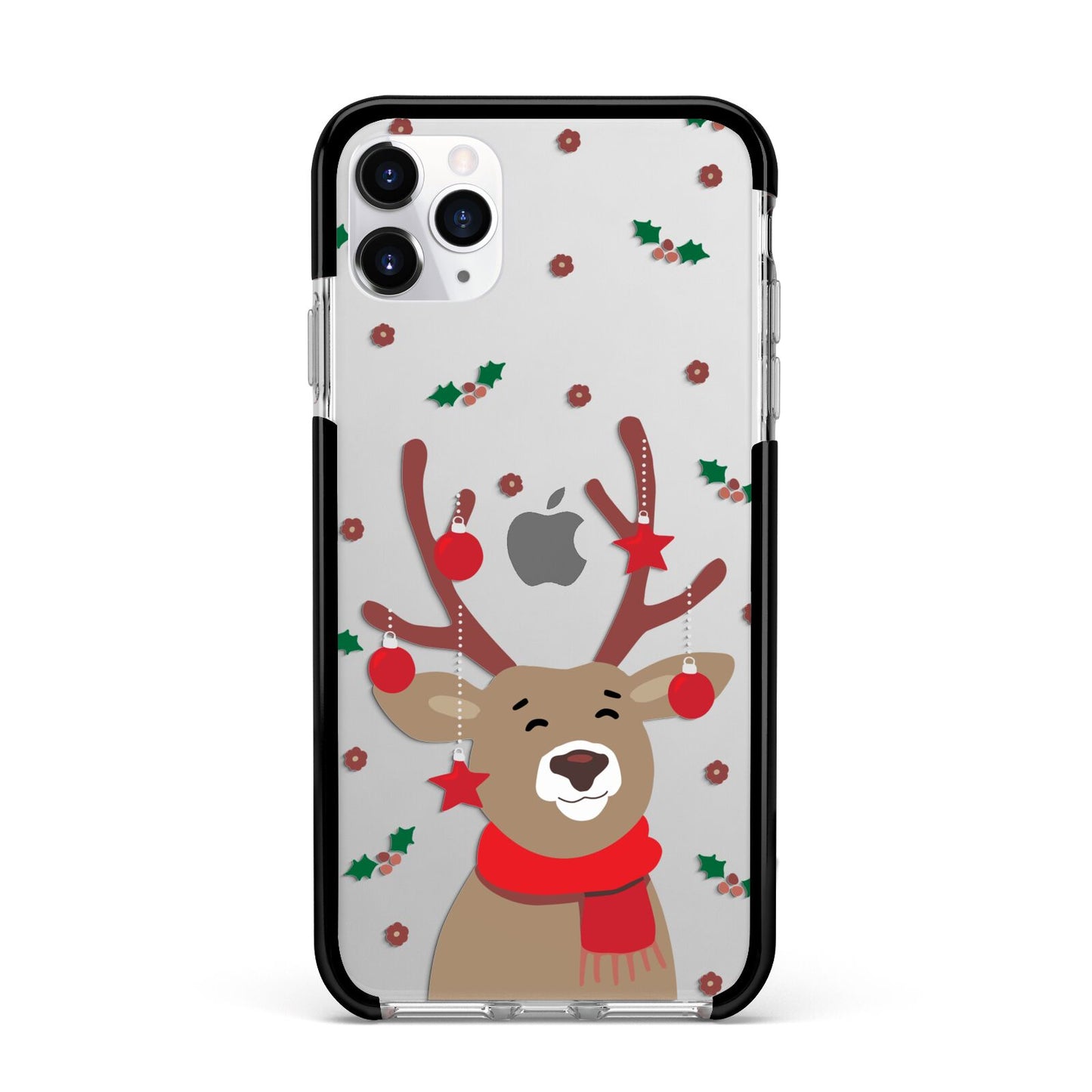 Reindeer Christmas Apple iPhone 11 Pro Max in Silver with Black Impact Case