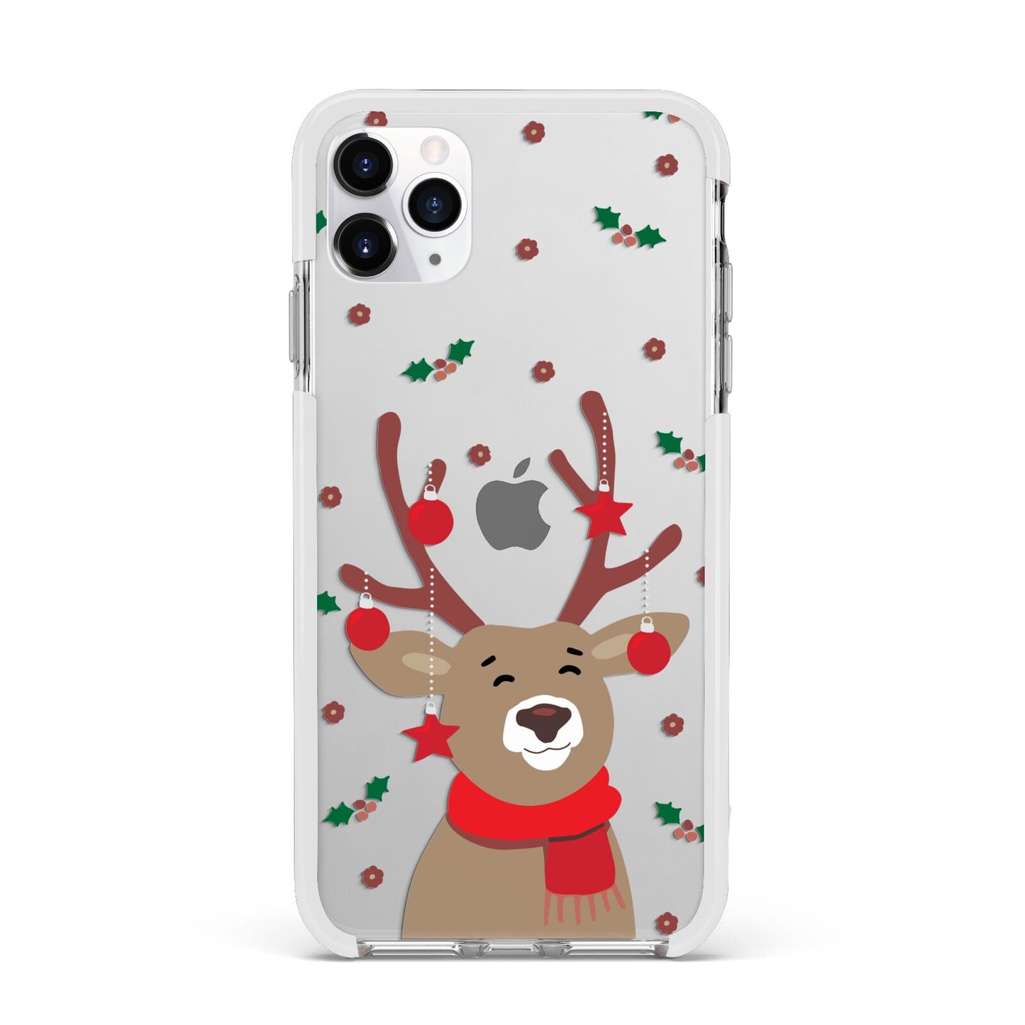 Reindeer Christmas Apple iPhone 11 Pro Max in Silver with White Impact Case