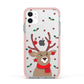 Reindeer Christmas Apple iPhone 11 in White with Pink Impact Case