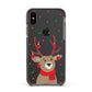 Reindeer Christmas Apple iPhone Xs Impact Case Black Edge on Black Phone
