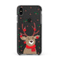 Reindeer Christmas Apple iPhone Xs Max Impact Case Black Edge on Black Phone