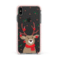 Reindeer Christmas Apple iPhone Xs Max Impact Case Pink Edge on Black Phone