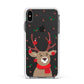 Reindeer Christmas Apple iPhone Xs Max Impact Case White Edge on Black Phone