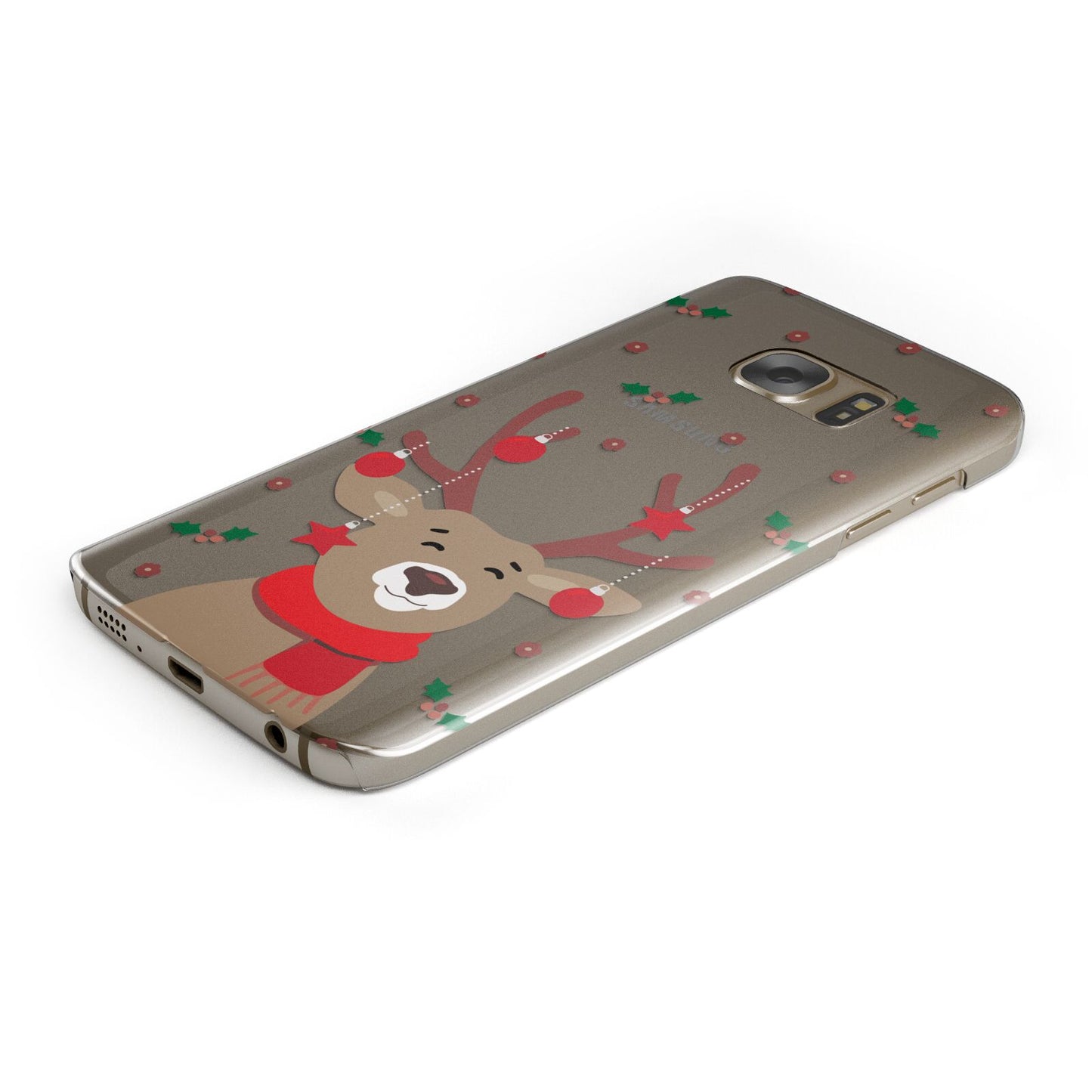 Reindeer Christmas Protective Samsung Galaxy Case Angled Image