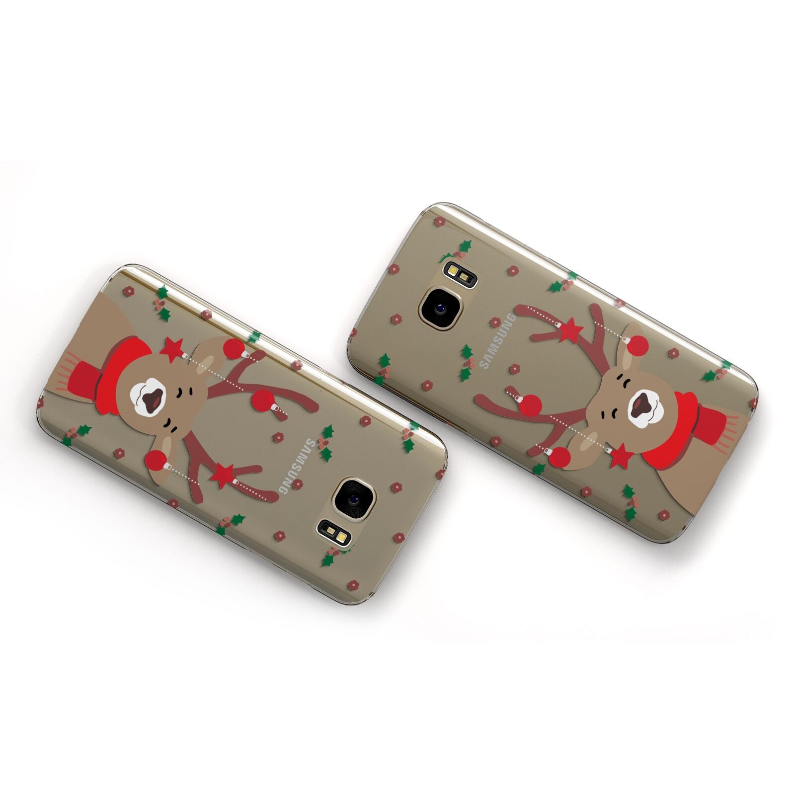 Reindeer Christmas Samsung Galaxy Case Flat Overview