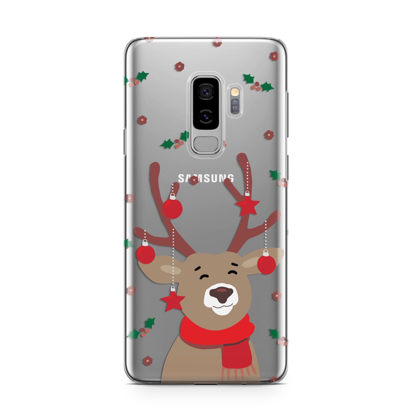 Reindeer Christmas Samsung Galaxy S9 Plus Case on Silver phone