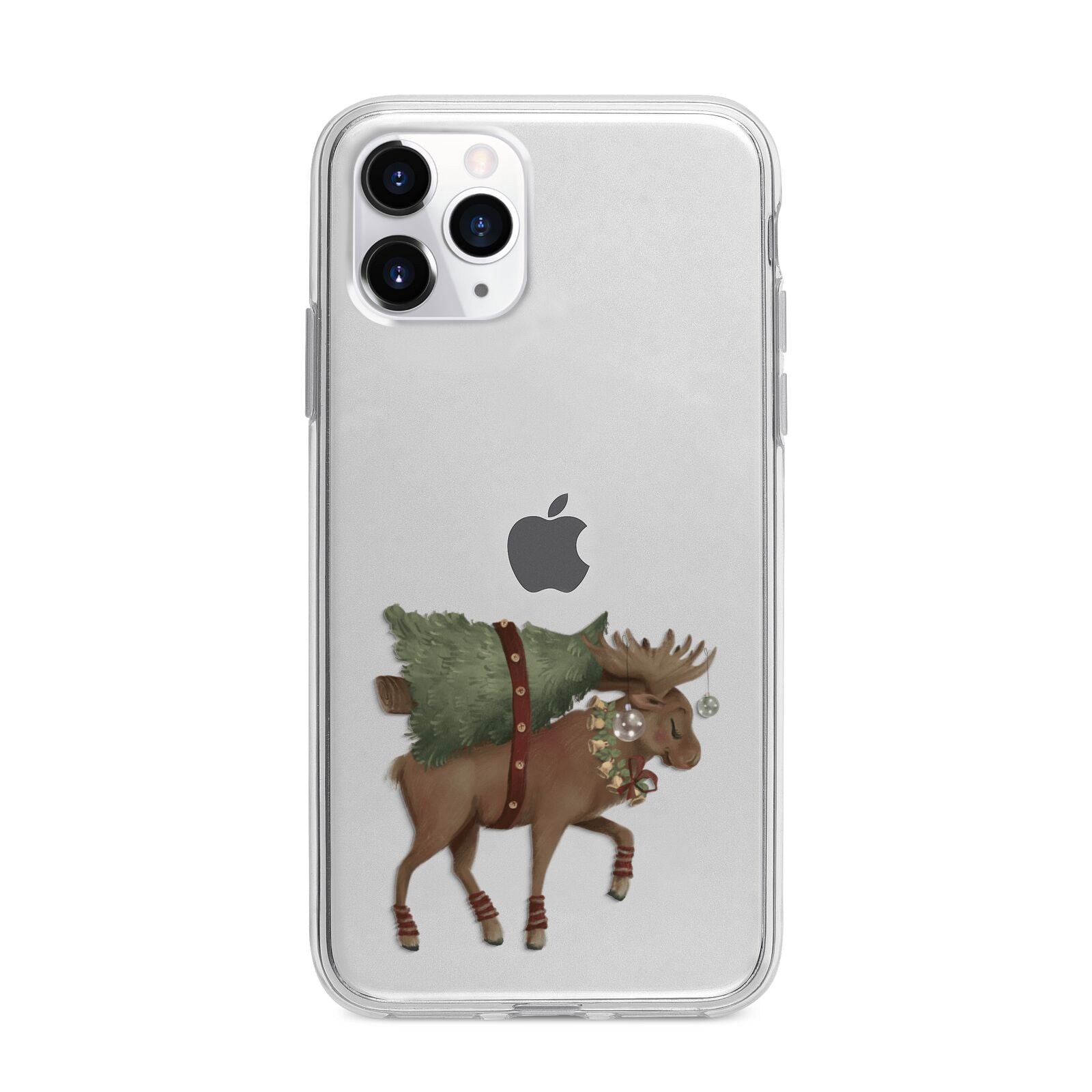 Reindeer Christmas Tree Apple iPhone 11 Pro Max in Silver with Bumper Case