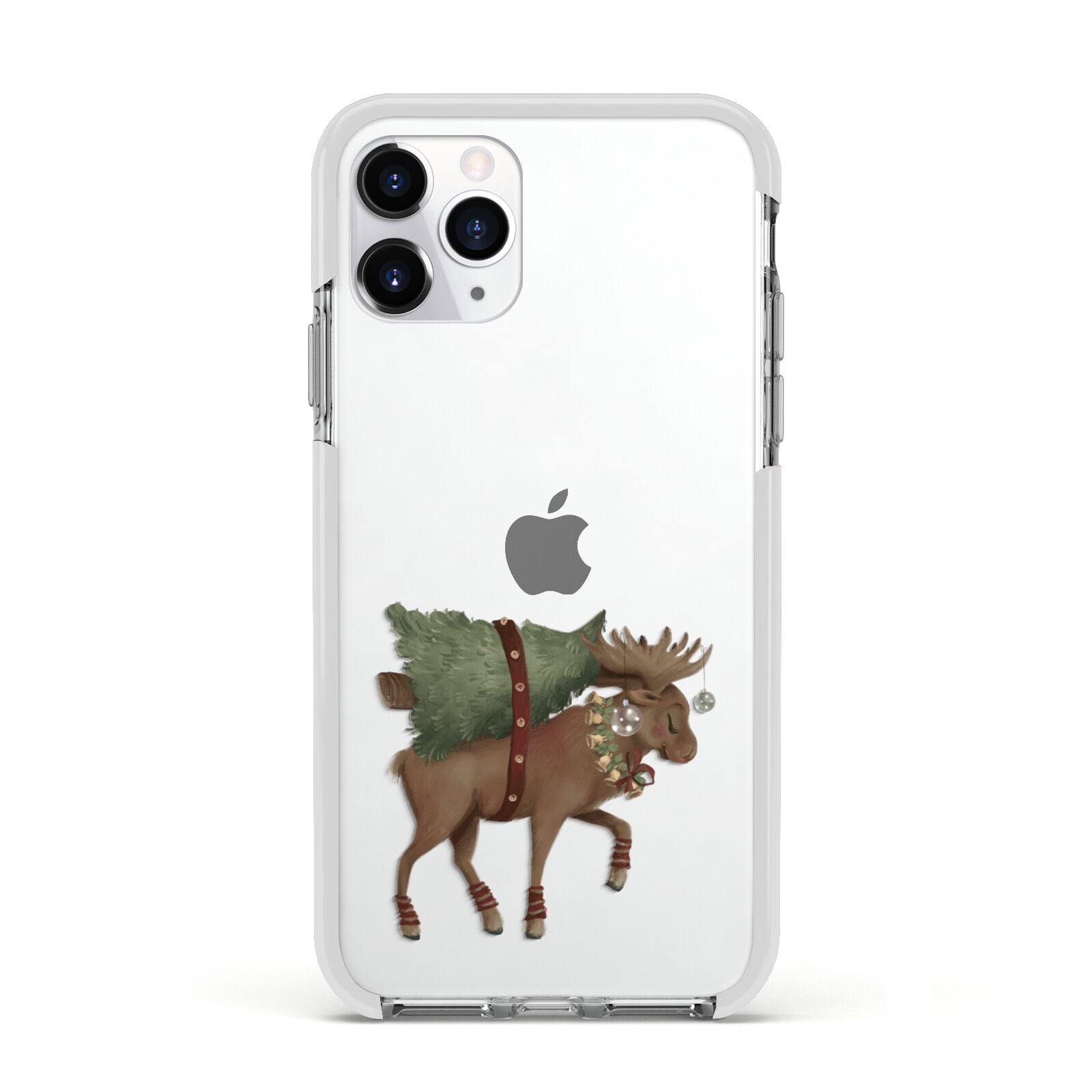 Reindeer Christmas Tree Apple iPhone 11 Pro in Silver with White Impact Case