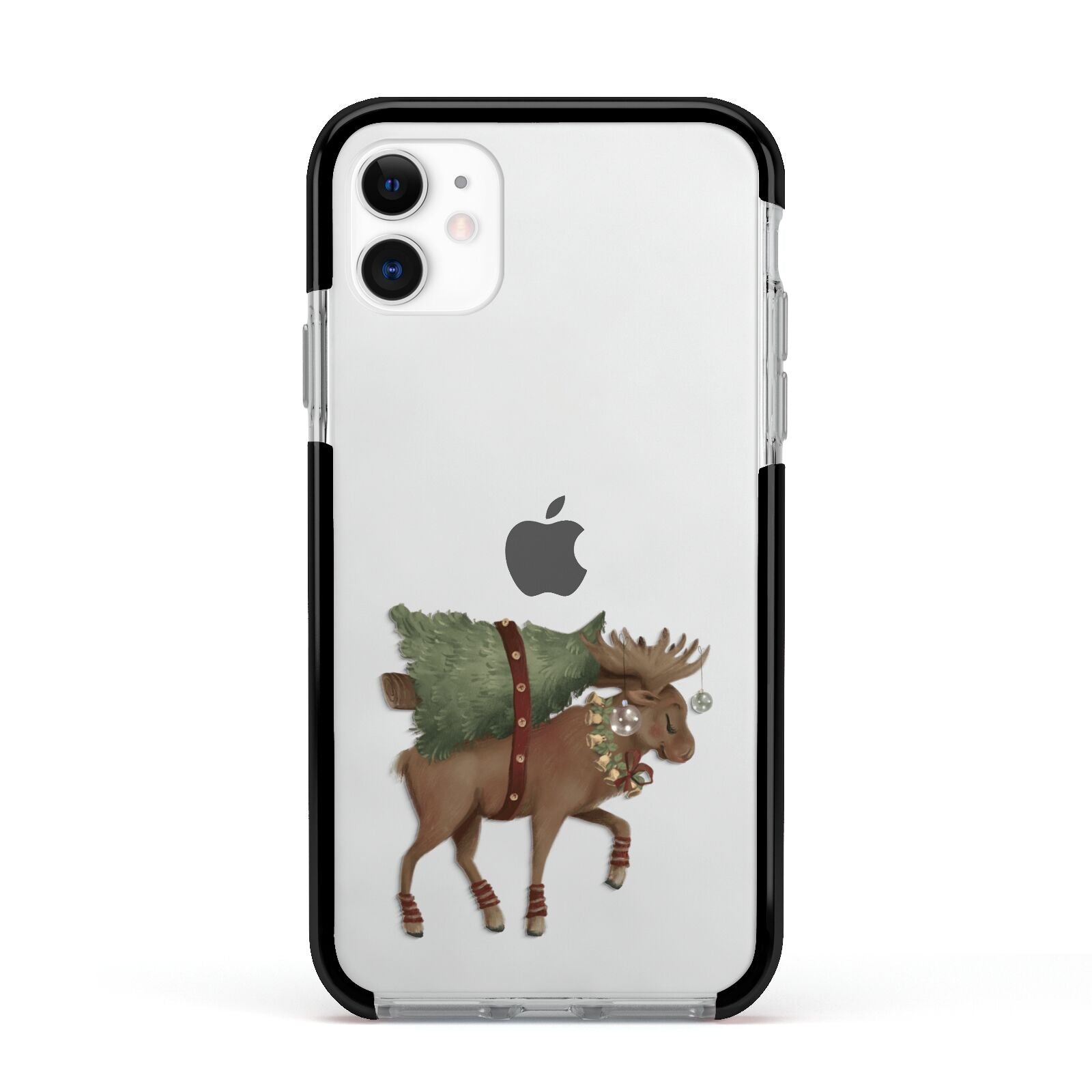 Reindeer Christmas Tree Apple iPhone 11 in White with Black Impact Case