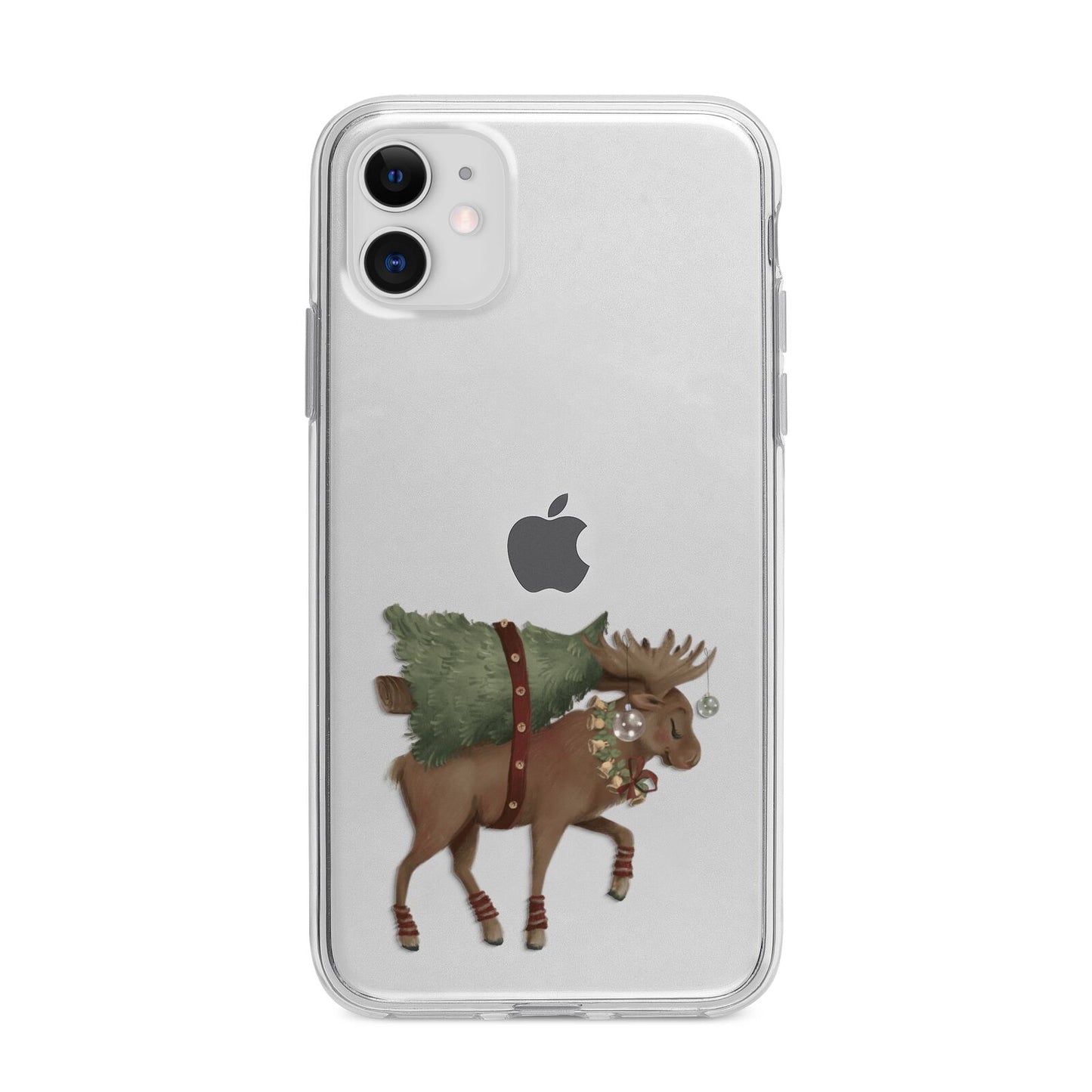 Reindeer Christmas Tree Apple iPhone 11 in White with Bumper Case