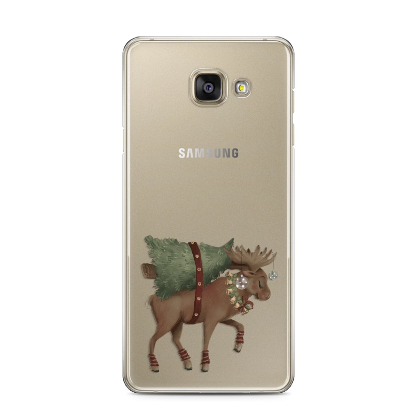 Reindeer Christmas Tree Samsung Galaxy A3 2016 Case on gold phone