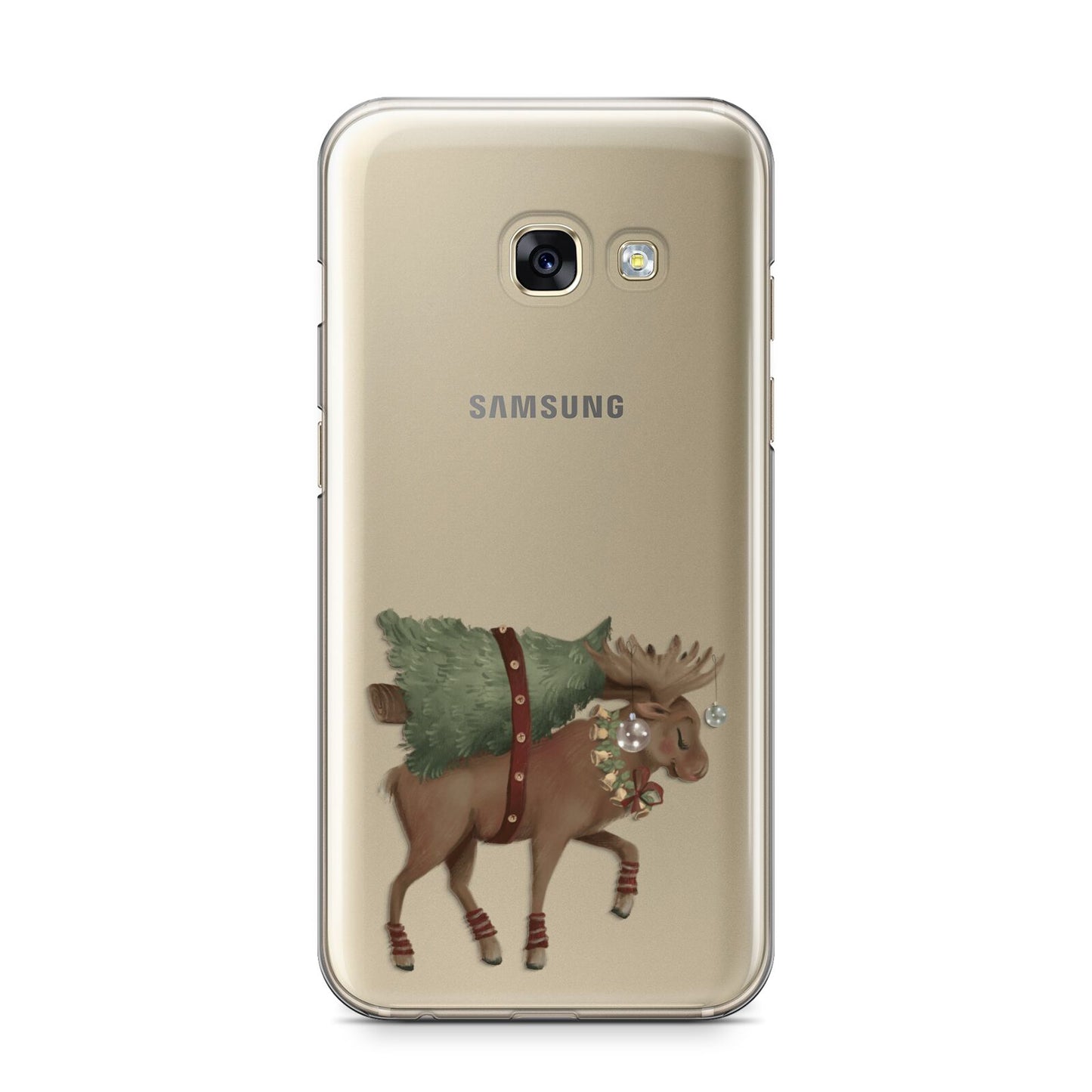 Reindeer Christmas Tree Samsung Galaxy A3 2017 Case on gold phone