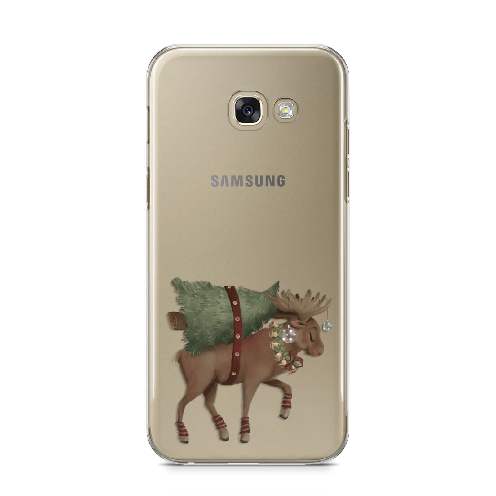 Reindeer Christmas Tree Samsung Galaxy A5 2017 Case on gold phone