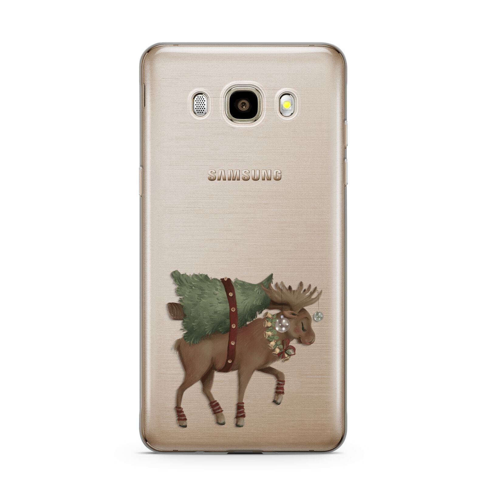 Reindeer Christmas Tree Samsung Galaxy J7 2016 Case on gold phone