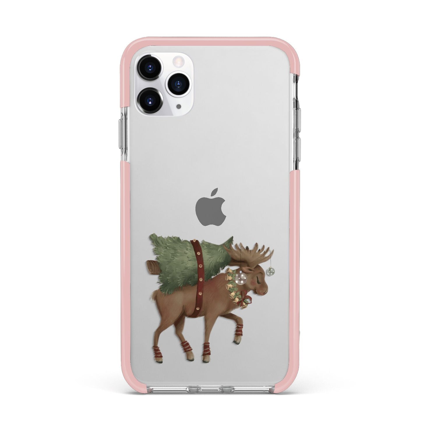 Reindeer Christmas Tree iPhone 11 Pro Max Impact Pink Edge Case