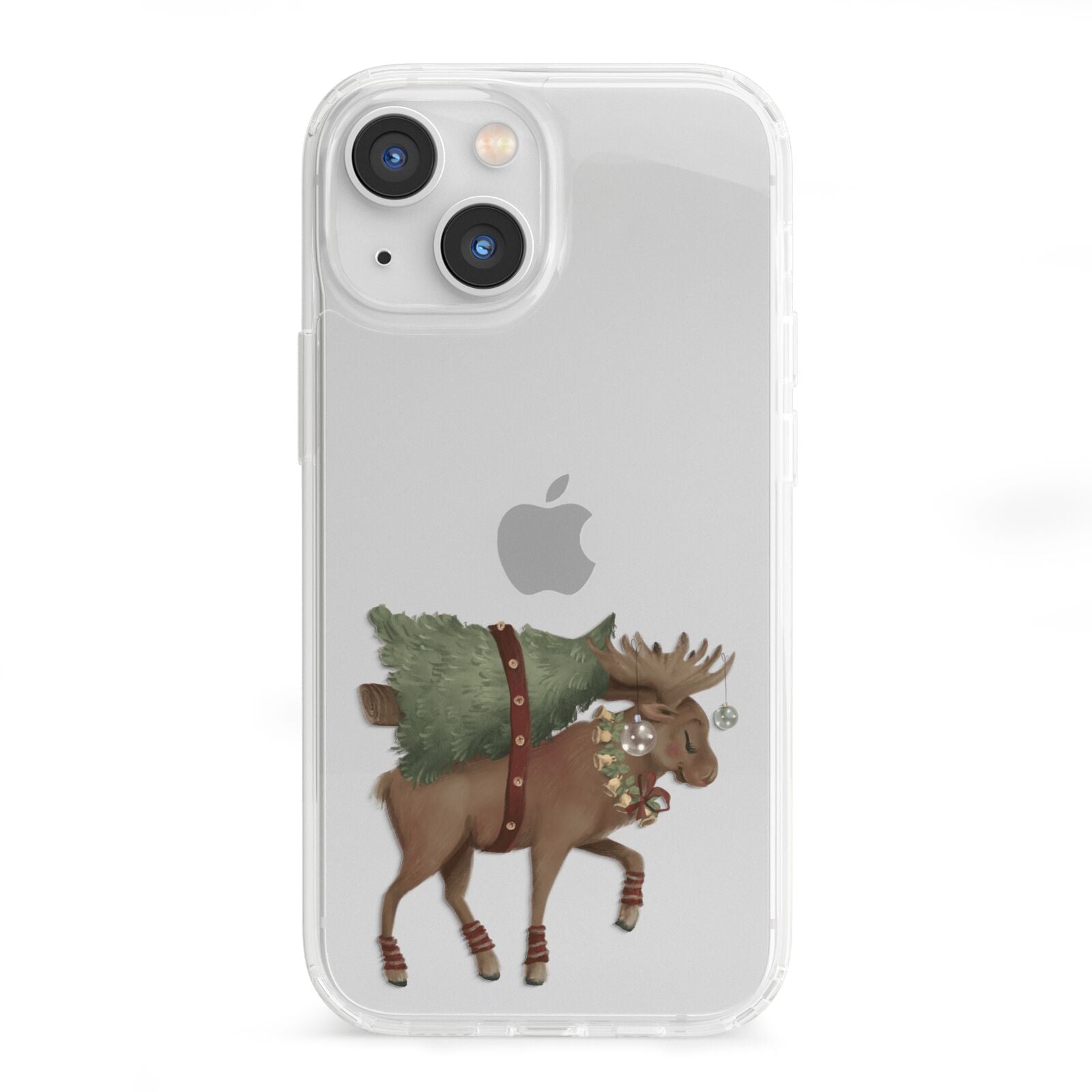 Reindeer Christmas Tree iPhone 13 Mini Clear Bumper Case