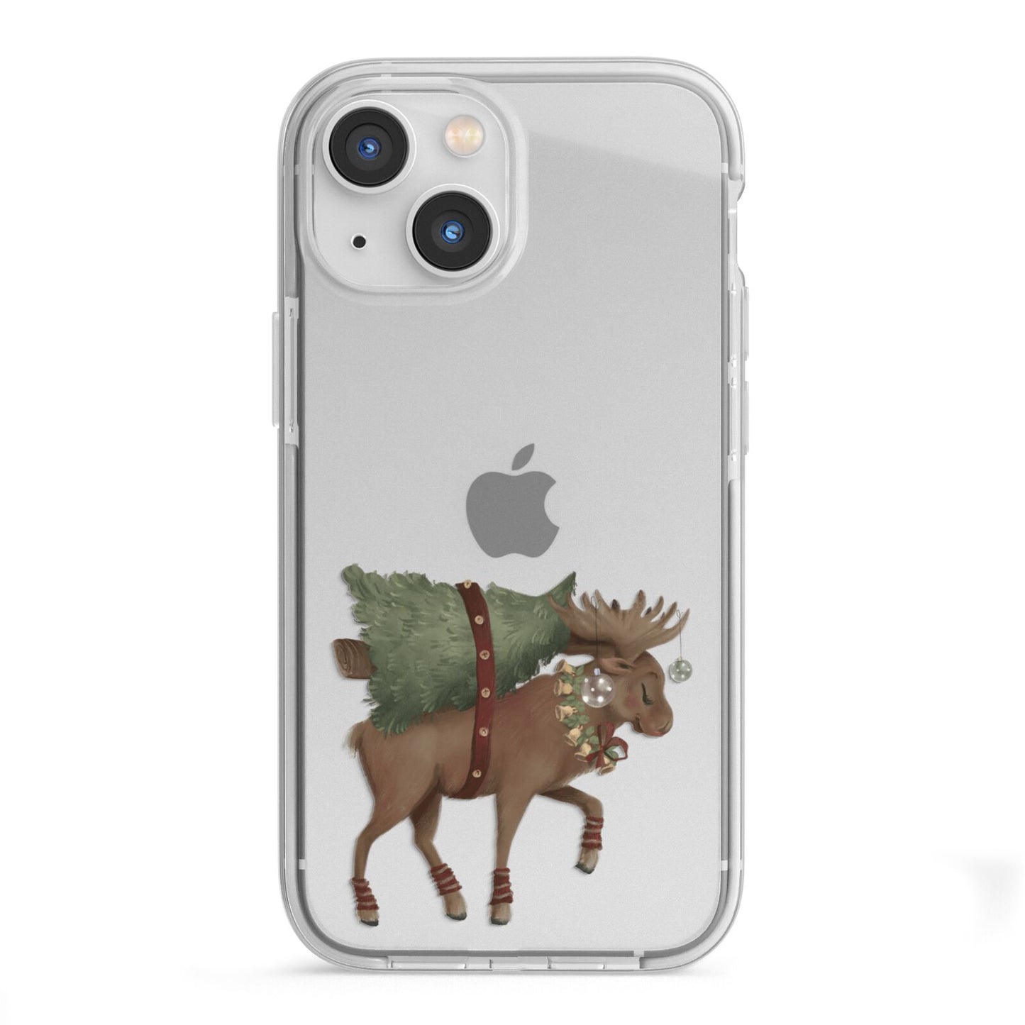 Reindeer Christmas Tree iPhone 13 Mini TPU Impact Case with White Edges