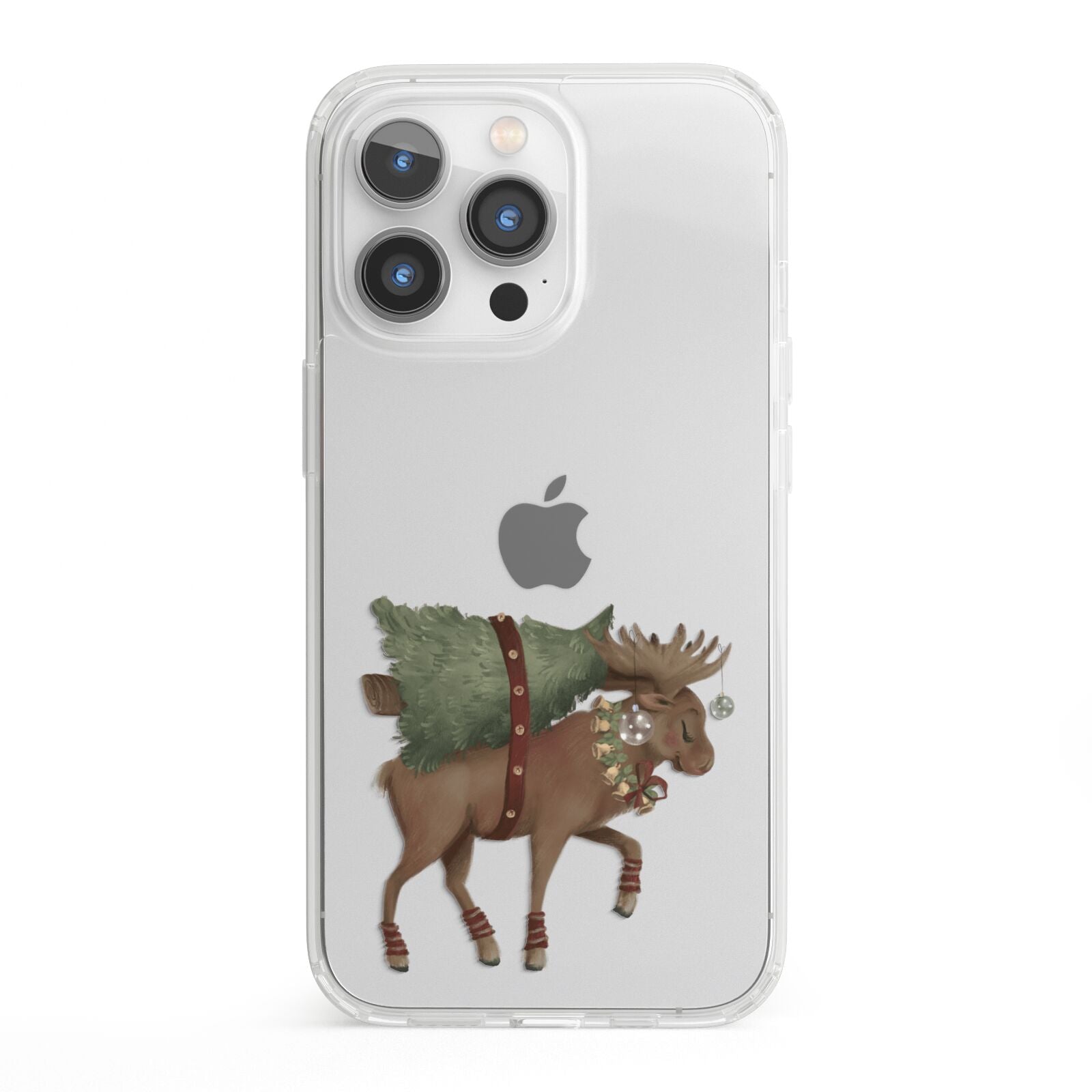 Reindeer Christmas Tree iPhone 13 Pro Clear Bumper Case