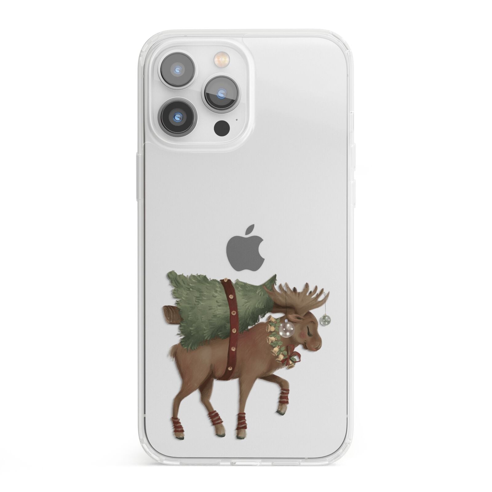 Reindeer Christmas Tree iPhone 13 Pro Max Clear Bumper Case