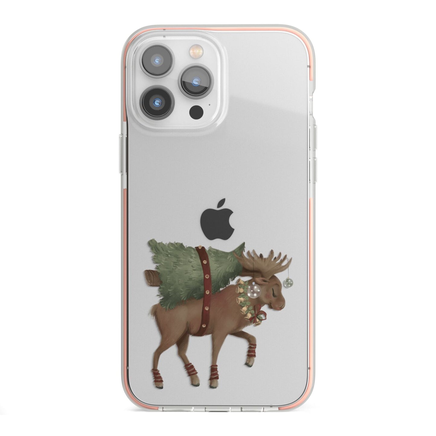 Reindeer Christmas Tree iPhone 13 Pro Max TPU Impact Case with Pink Edges