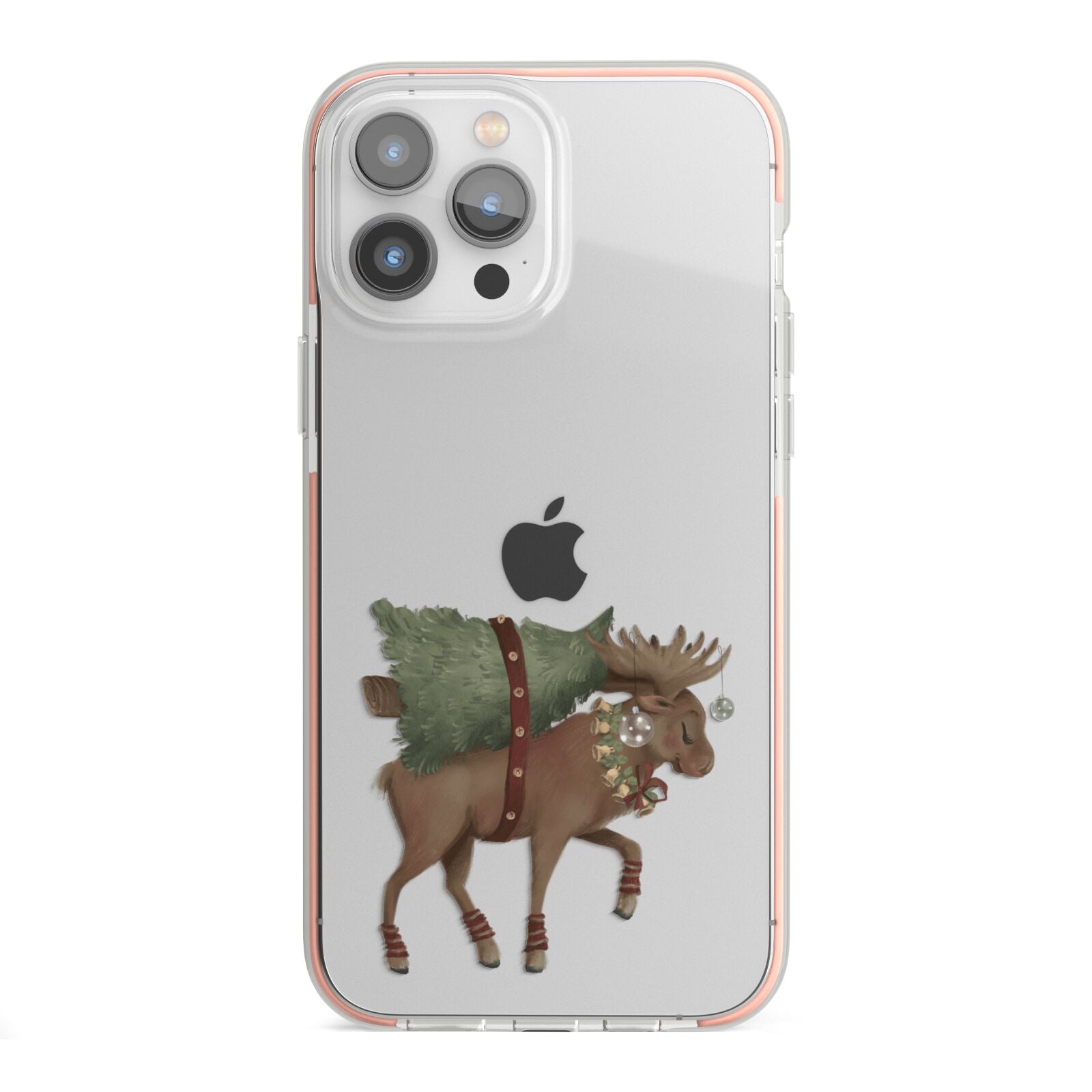 Reindeer Christmas Tree iPhone 13 Pro Max TPU Impact Case with Pink Edges