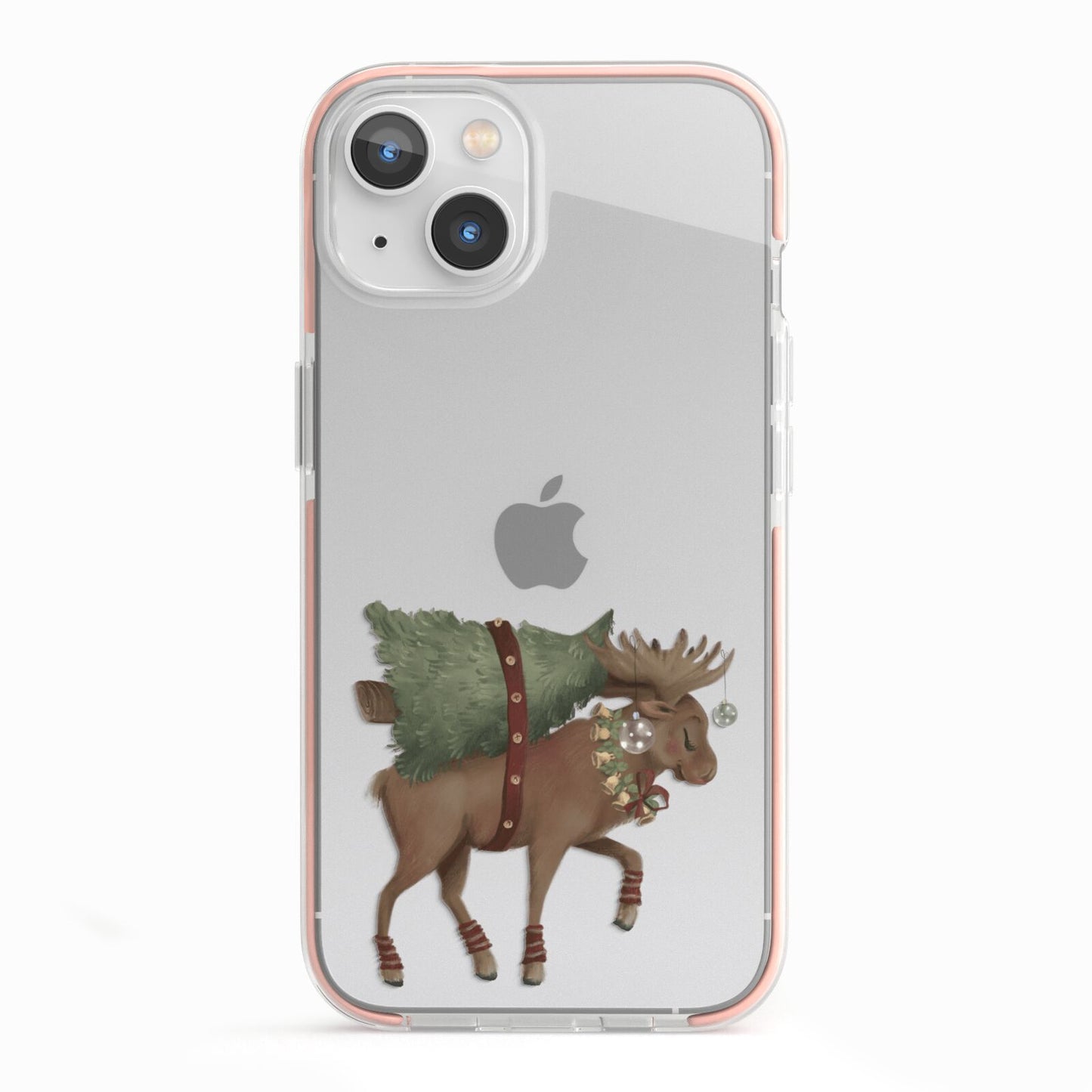 Reindeer Christmas Tree iPhone 13 TPU Impact Case with Pink Edges