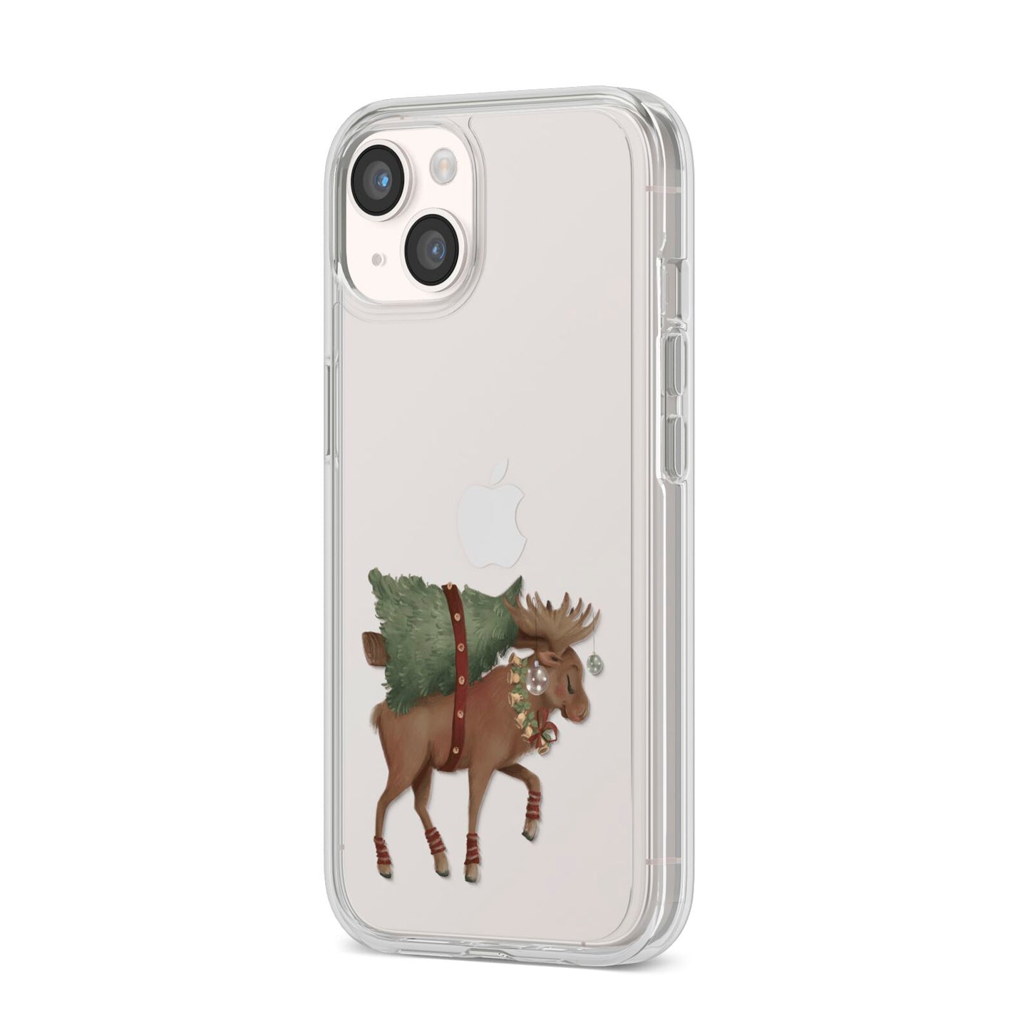 Reindeer Christmas Tree iPhone 14 Clear Tough Case Starlight Angled Image