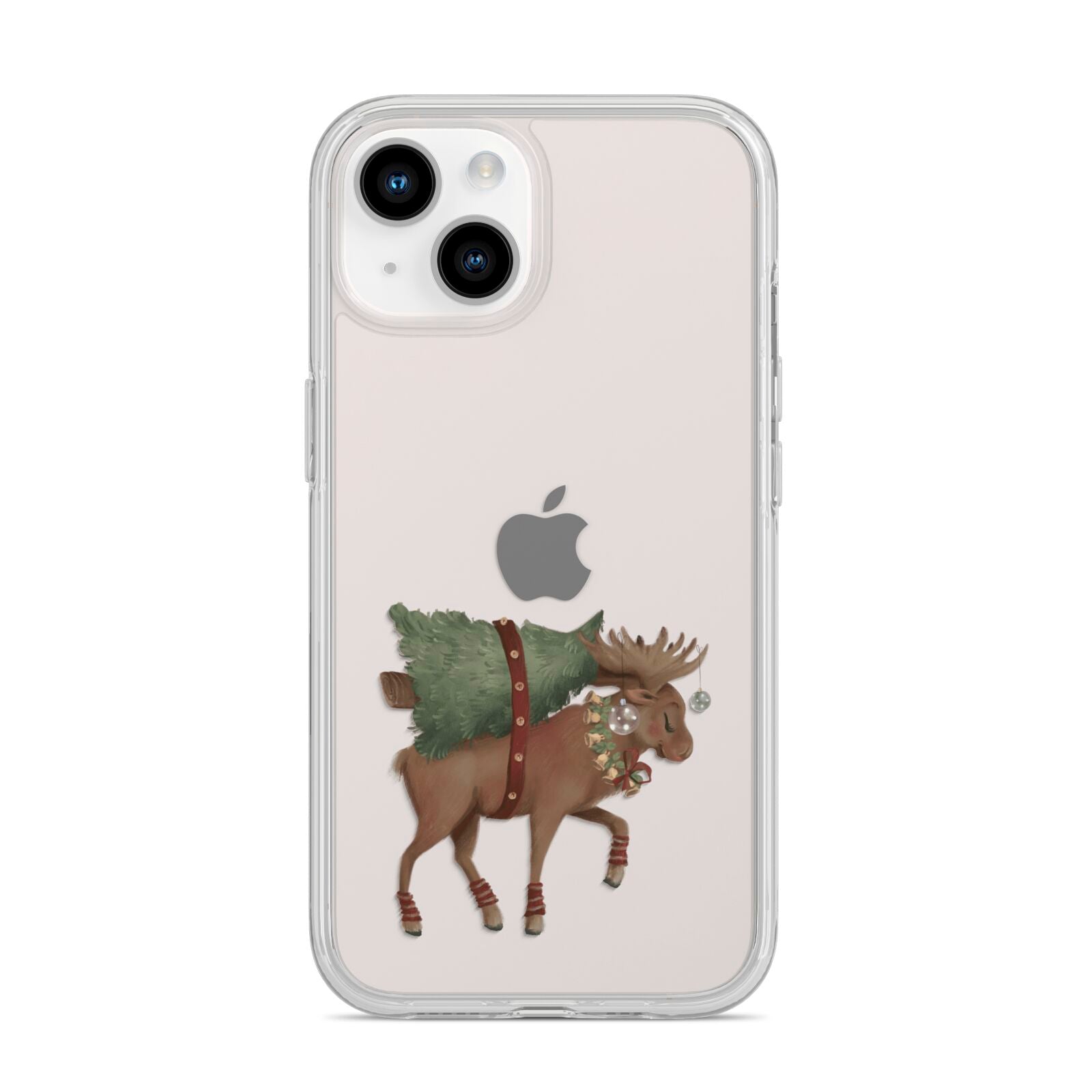 Reindeer Christmas Tree iPhone 14 Clear Tough Case Starlight