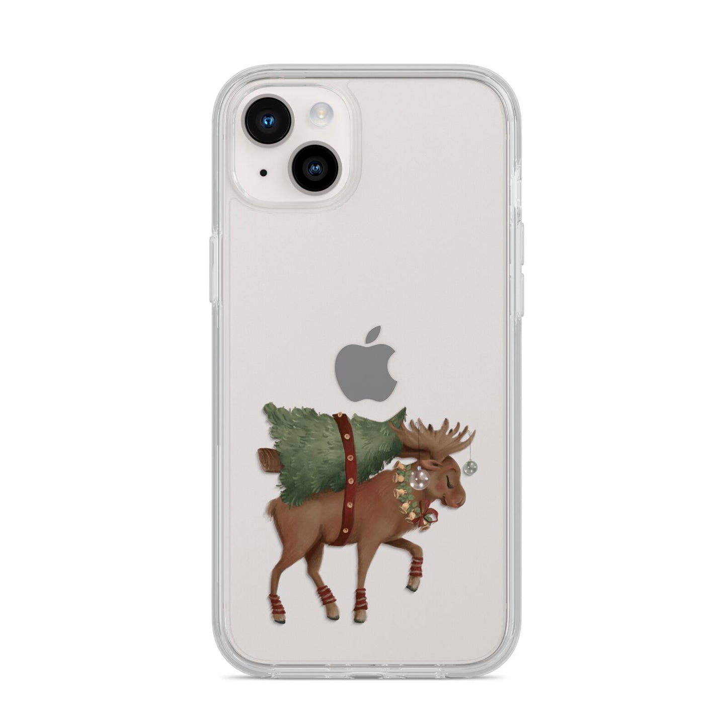 Reindeer Christmas Tree iPhone 14 Plus Clear Tough Case Starlight