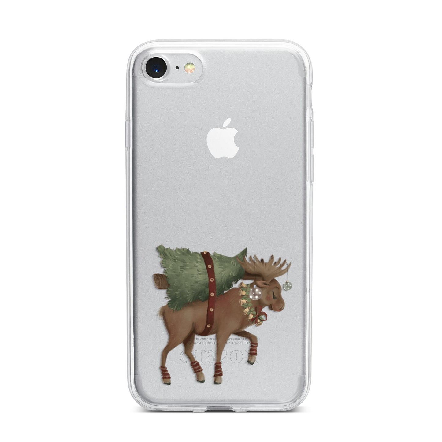 Reindeer Christmas Tree iPhone 7 Bumper Case on Silver iPhone