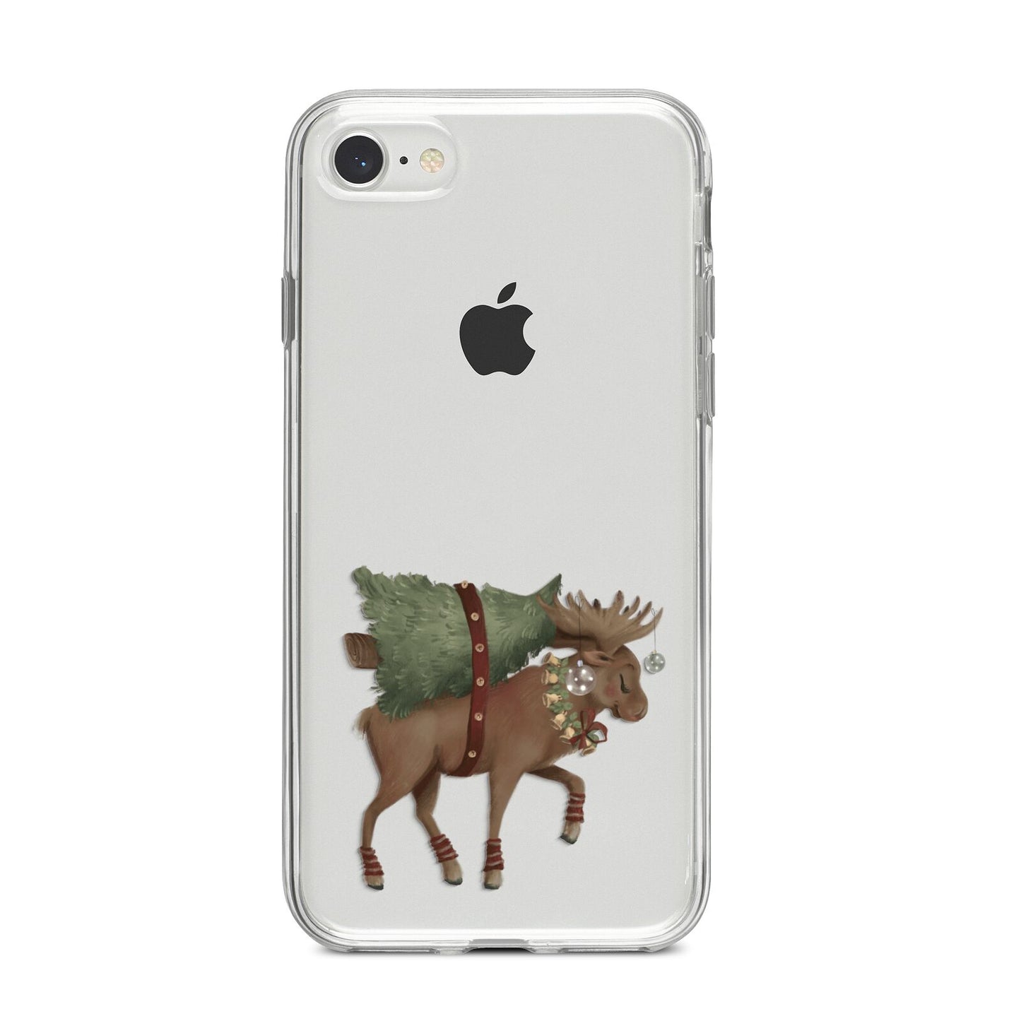 Reindeer Christmas Tree iPhone 8 Bumper Case on Silver iPhone