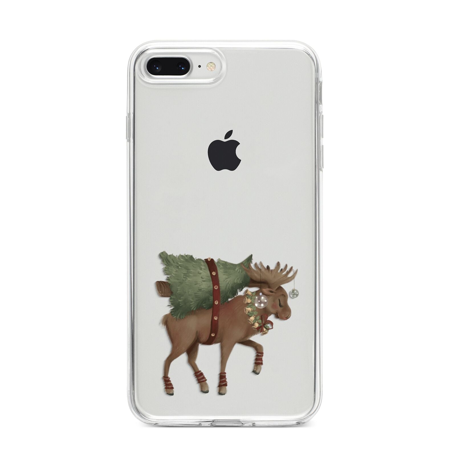 Reindeer Christmas Tree iPhone 8 Plus Bumper Case on Silver iPhone