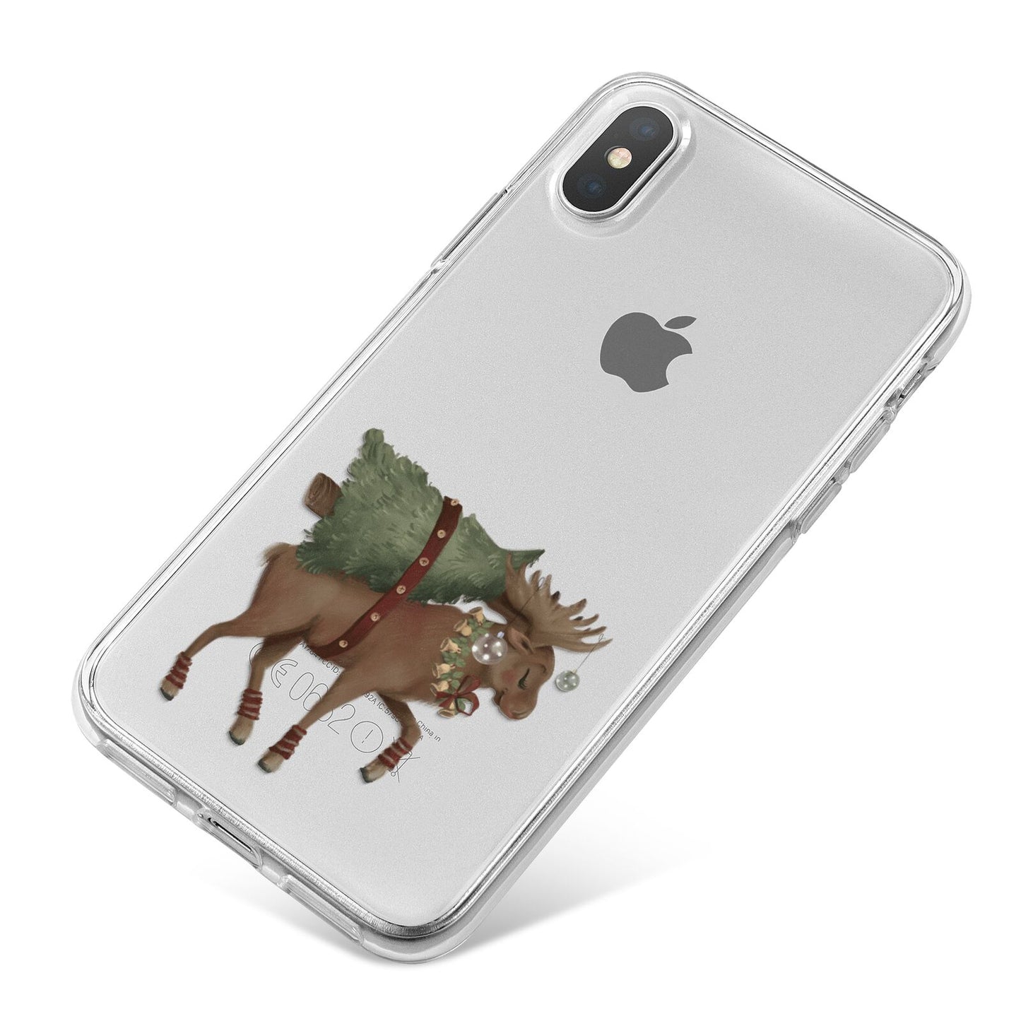 Reindeer Christmas Tree iPhone X Bumper Case on Silver iPhone