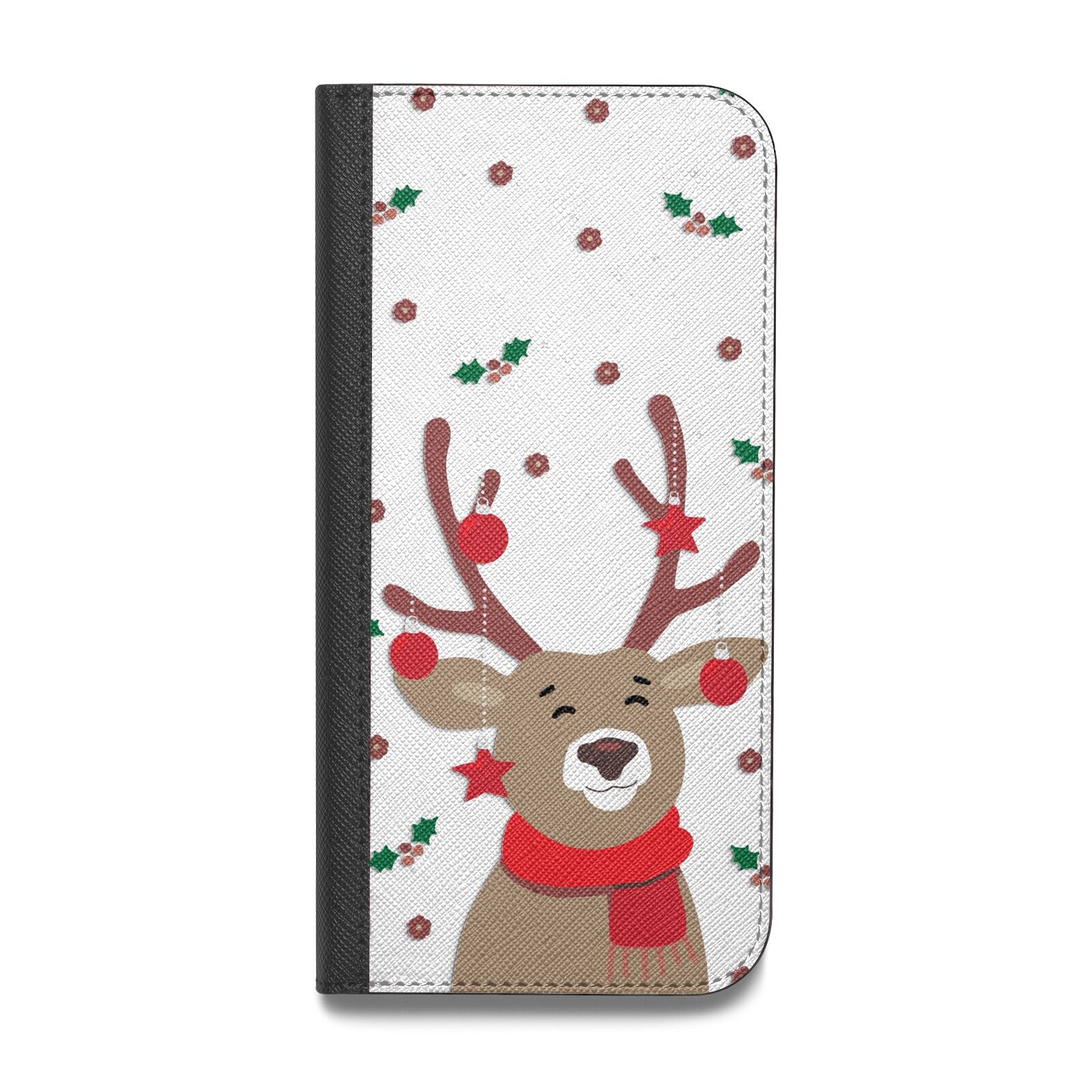 Reindeer Christmas Vegan Leather Flip iPhone Case