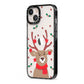 Reindeer Christmas iPhone 13 Black Impact Case Side Angle on Silver phone