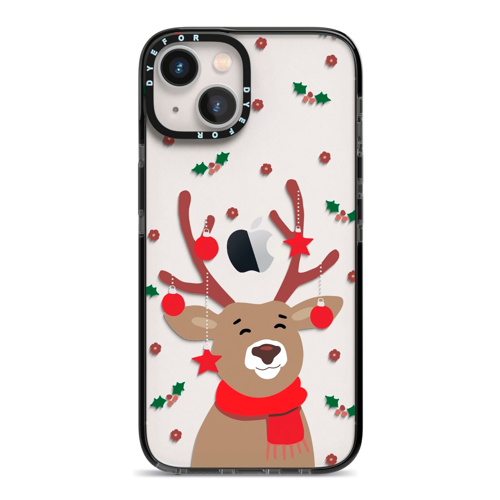 Reindeer Christmas iPhone 13 Black Impact Case on Silver phone