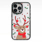 Reindeer Christmas iPhone 13 Pro Black Impact Case on Silver phone