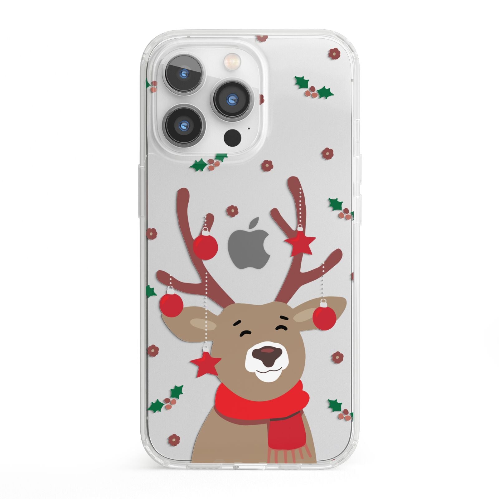 Reindeer Christmas iPhone 13 Pro Clear Bumper Case